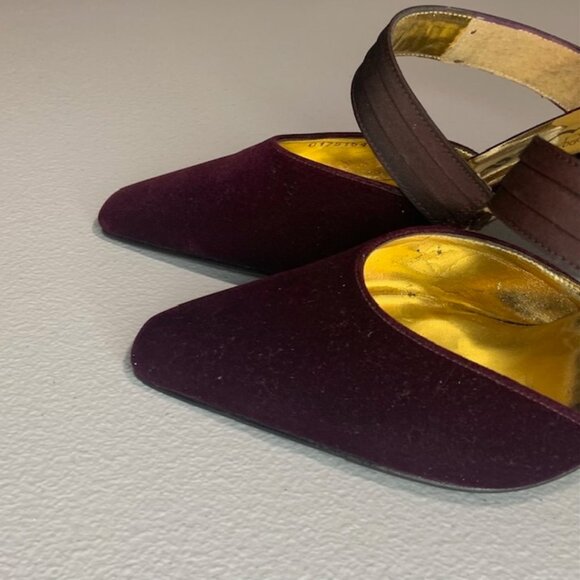 Vintage Nina Purple Velvet & Gold Dark Romance Goth Heels Made in Spain - Size 6 - Picture 6 of 10